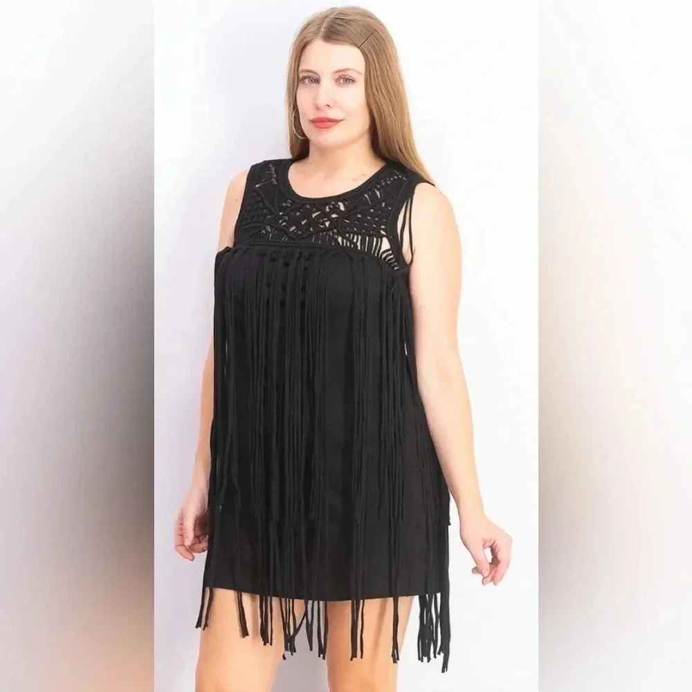 French Connection Sleeveless Knot Fringe Dress size 6